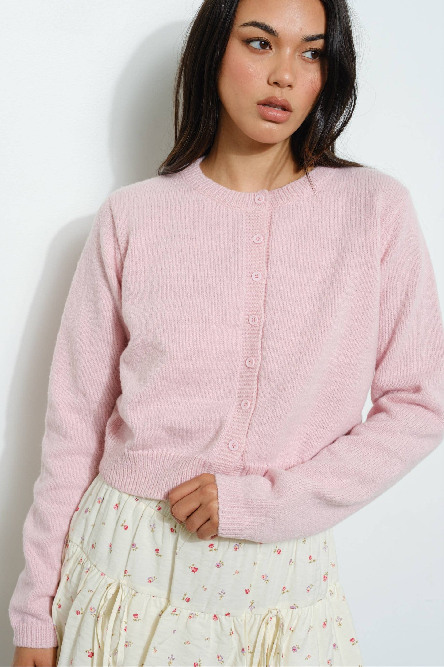 meadow cardigan - dusty pink