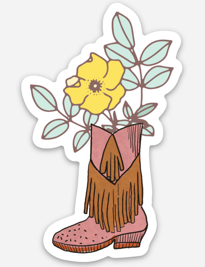 fringe boot flowers sticker