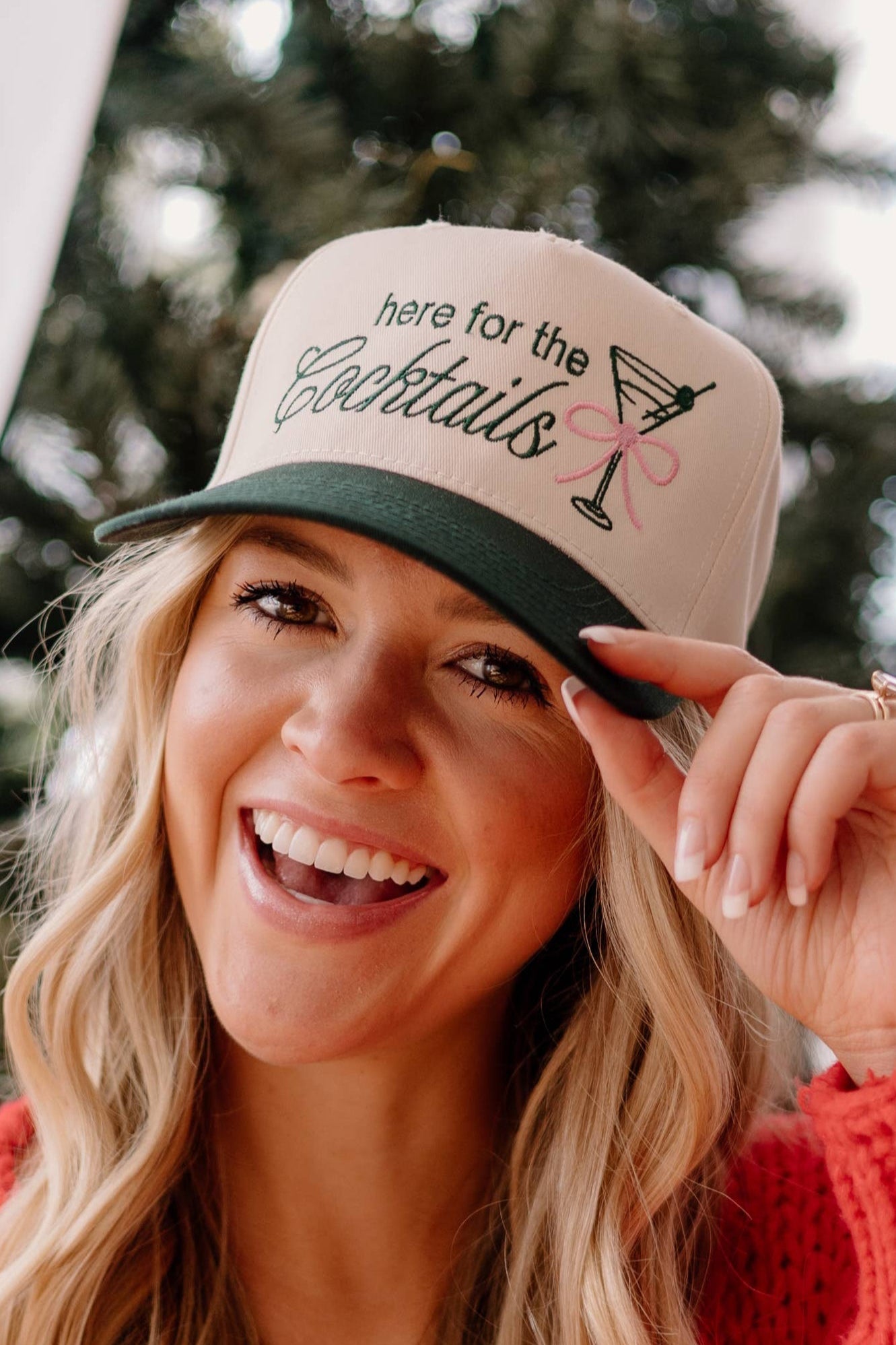 here for the cocktails two tone hat