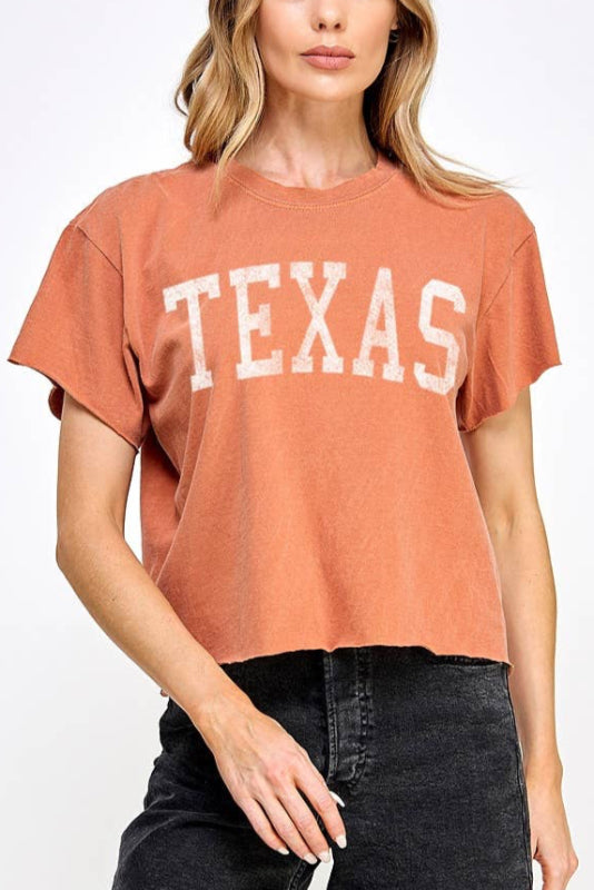 crop texas tee - burnt orange