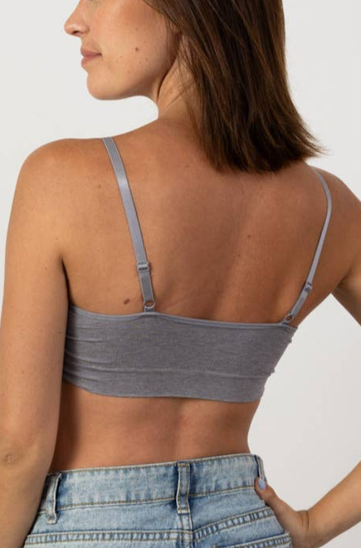 comfort lace trim bralette - grey