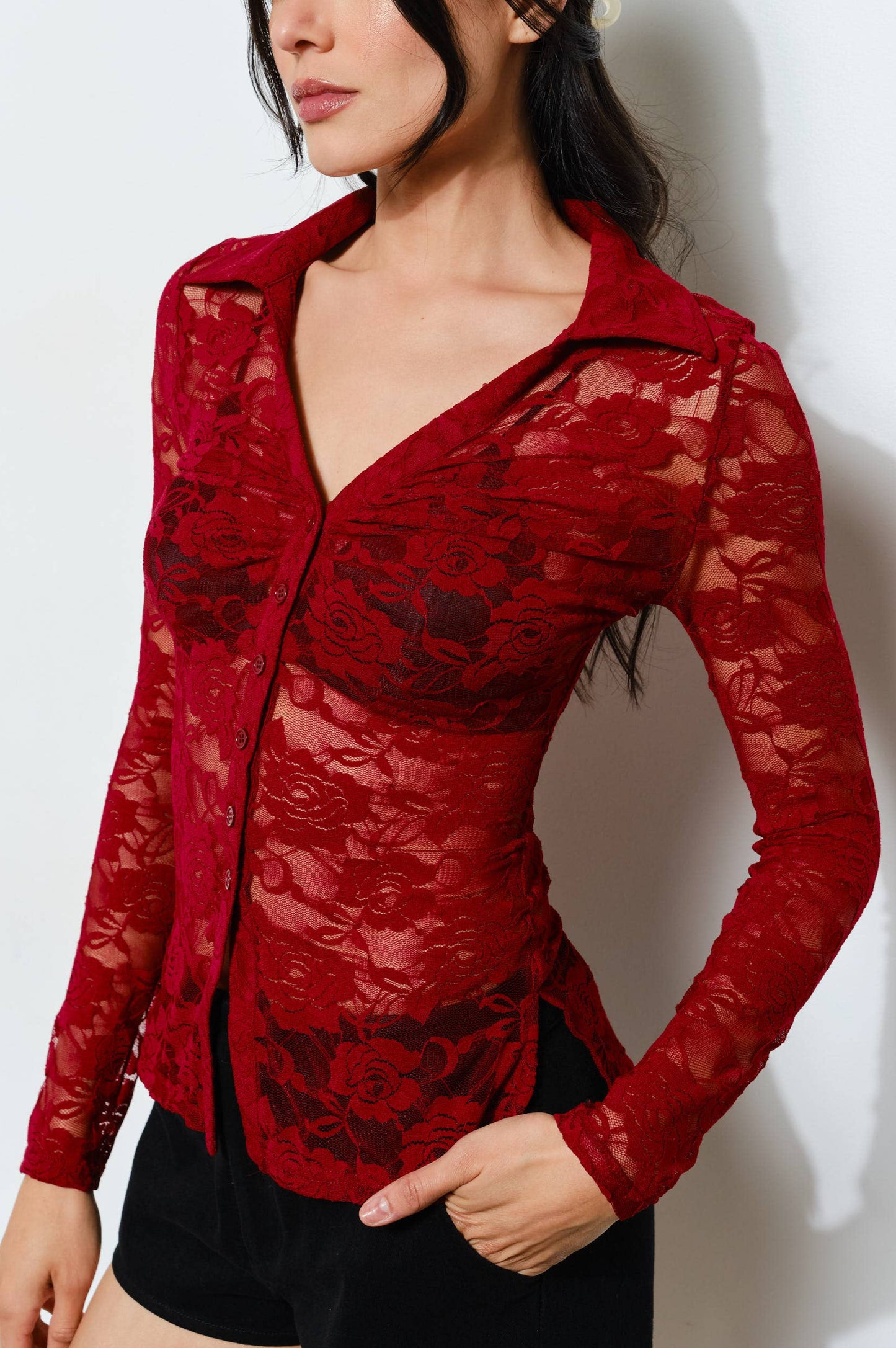 wynn top - burgundy