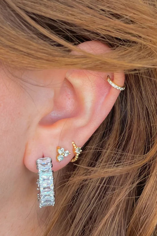 crystal shimmer hoops - silver