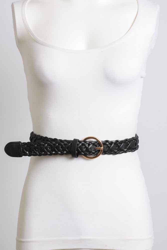 double braided belt - black