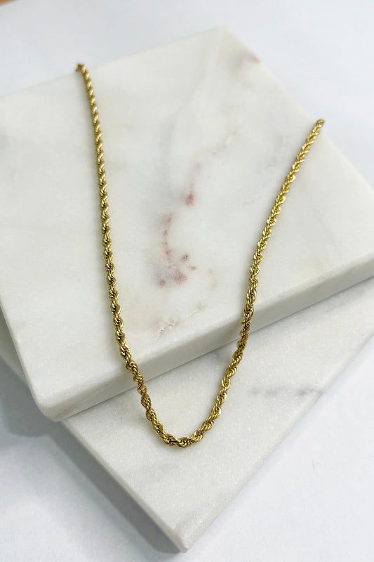 skinny rope necklace - gold