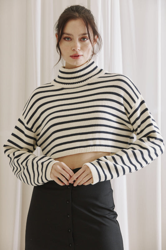 erin sweater - ivory/navy
