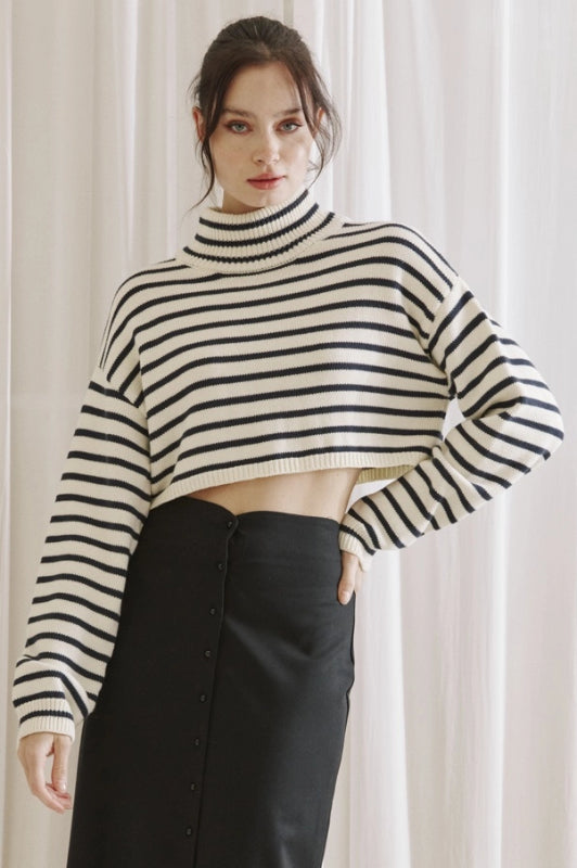 erin sweater - ivory/navy