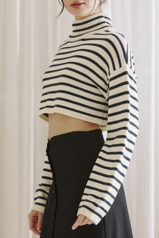 erin sweater - ivory/navy