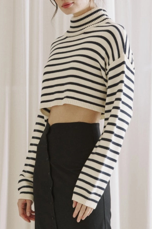 erin sweater - ivory/navy