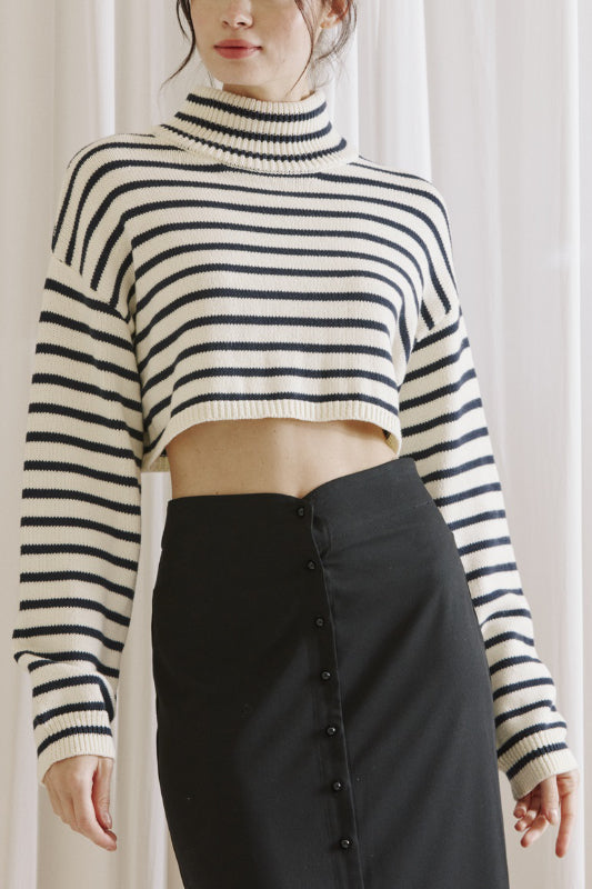 erin sweater - ivory/navy
