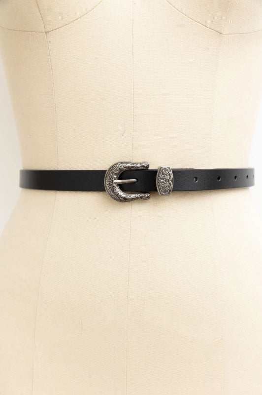 skinny western belt - black