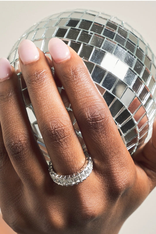 crystal ring - silver