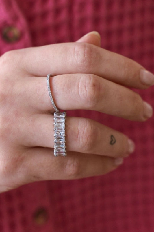 crystal ring - silver