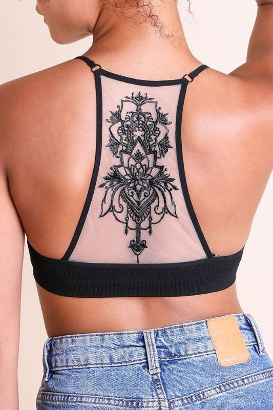 tattoo racerback bralette - black – WildflowersATX
