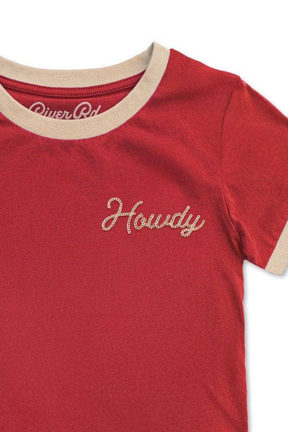 kid's howdy vintage ringer - red