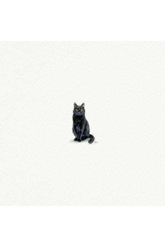 tiny watercolor print - black cat
