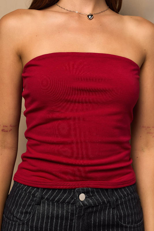 kamryn tube top - dark red