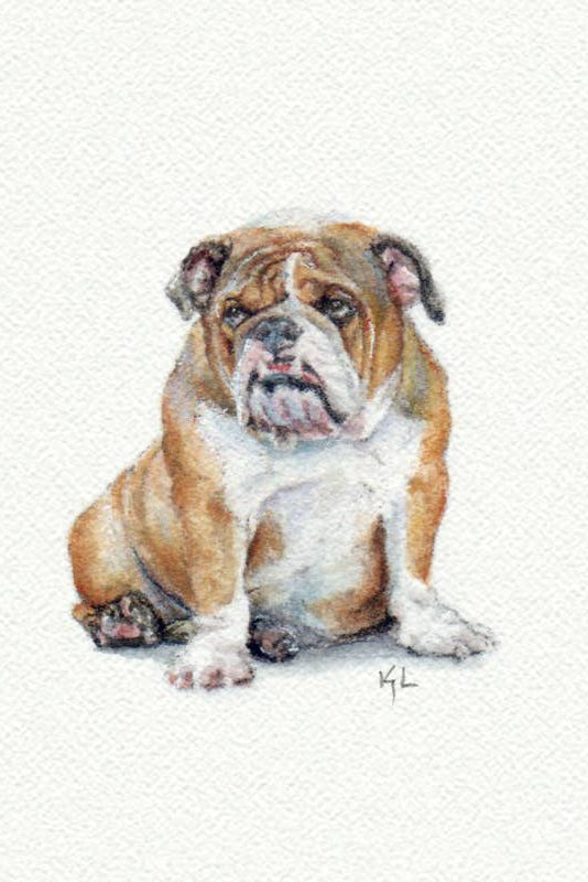 tiny watercolor print - bulldog