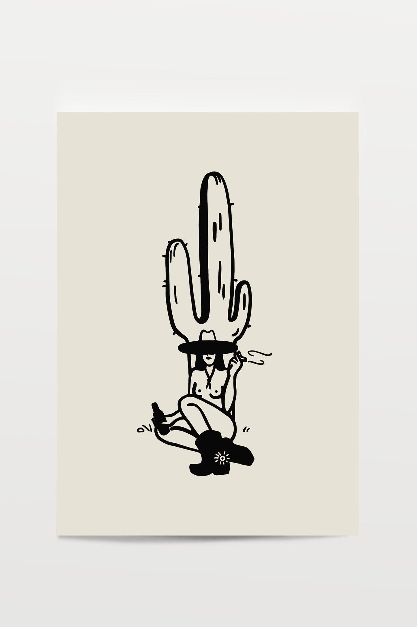 desert cowgirl art print - 5x7