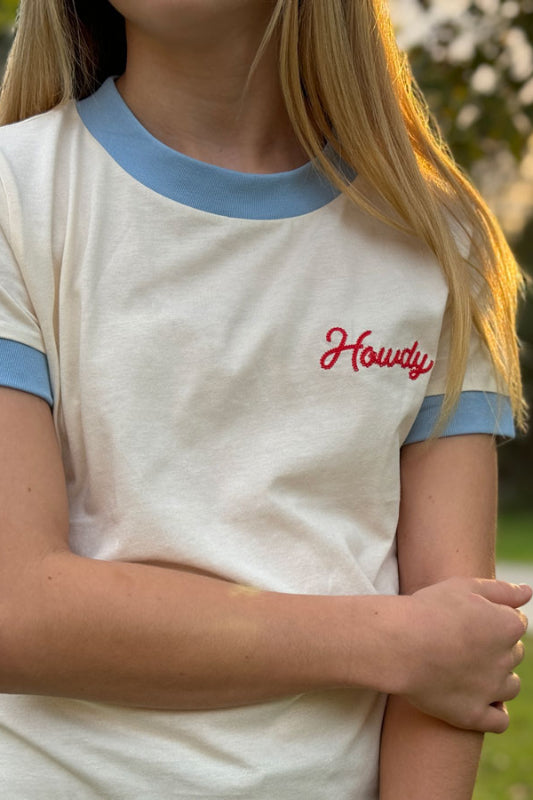 kid's howdy vintage ringer - creme