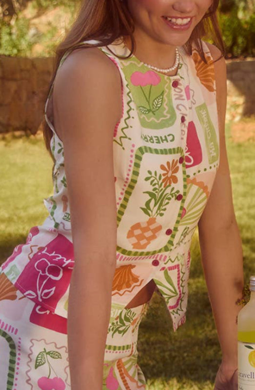 mon chéri top - pink & lime