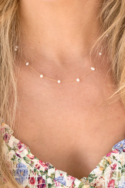 camille pearl necklace - gold