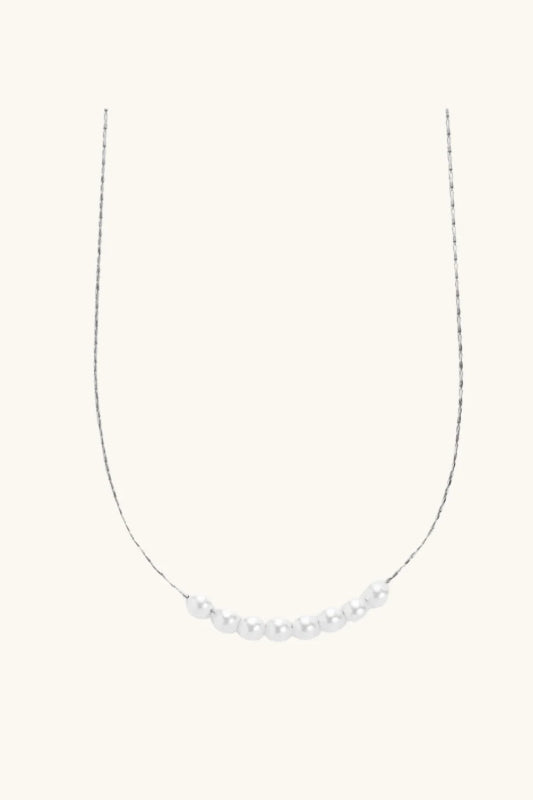 nina dainty pearl necklace - silver