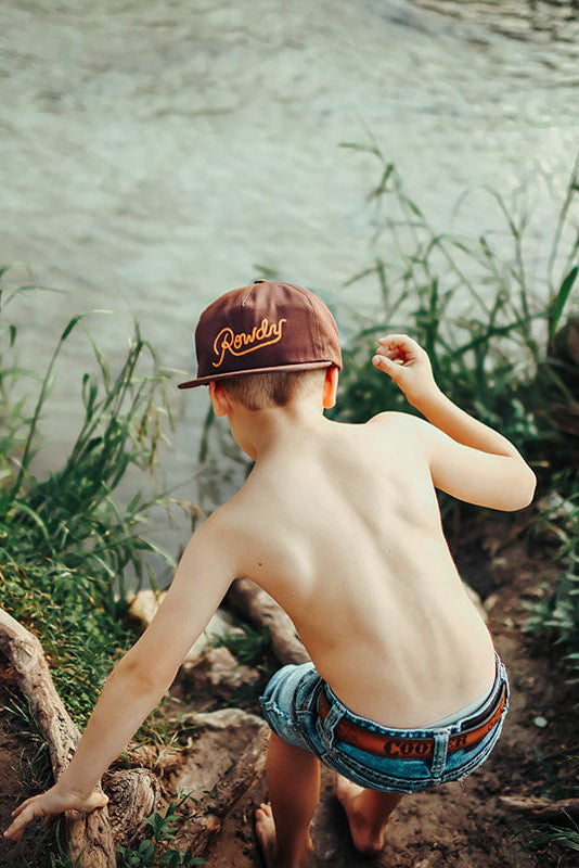 kids rowdy snapback hat - brown
