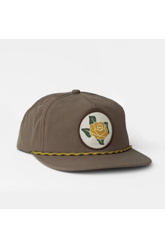 yellow rose snapback rope hat - olive