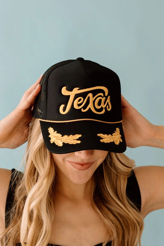 captain hat vintage "Texas" - black