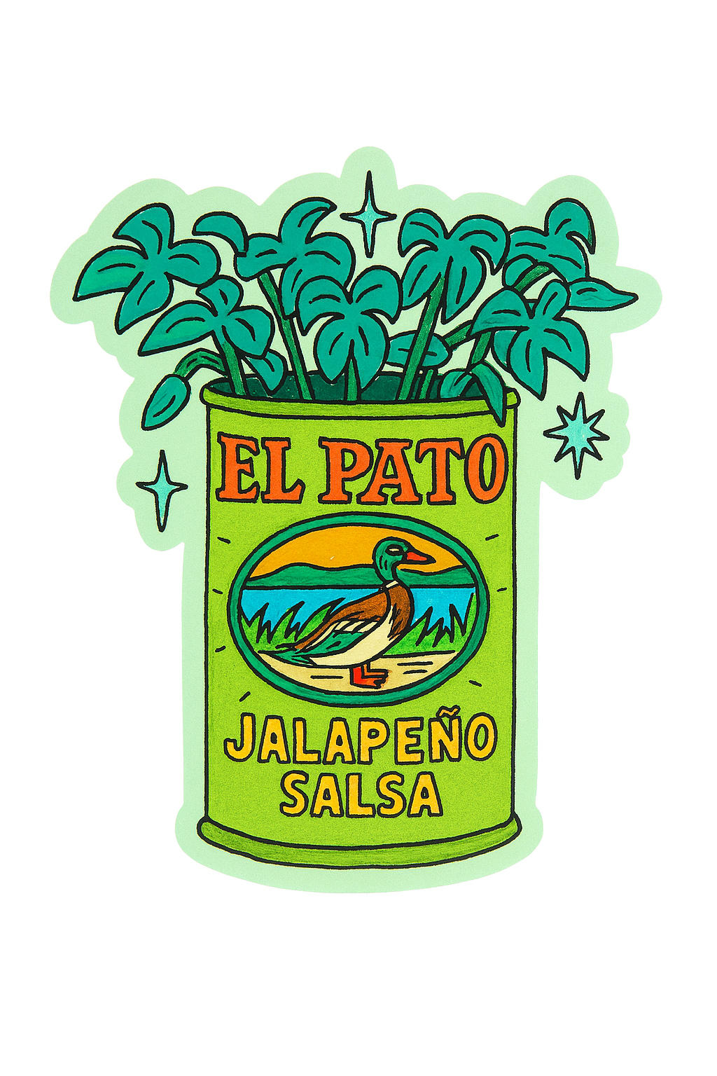el pato jalapeño salsa plant sticker
