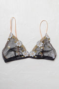 daisy embroidered bralette - black