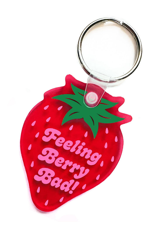 feeling berry bad strawberry keychain