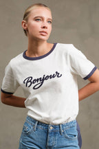 bonjour ringer tee - white/navy