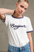 bonjour ringer tee - white/navy