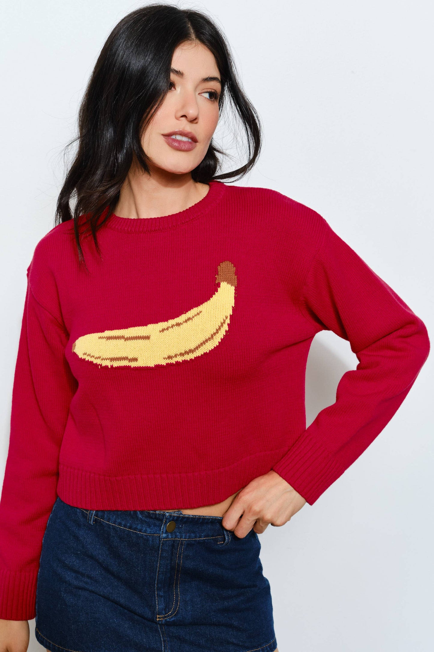 banana sweater - red