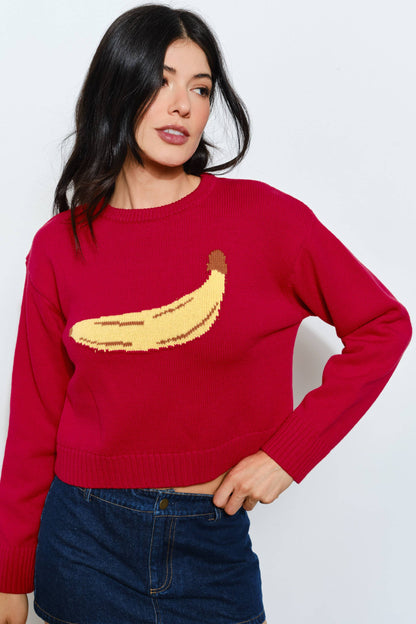 banana sweater - red