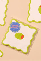 crudité letterpress coasters - olive