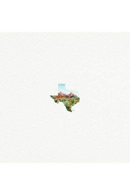 tiny watercolor print - texas cactus