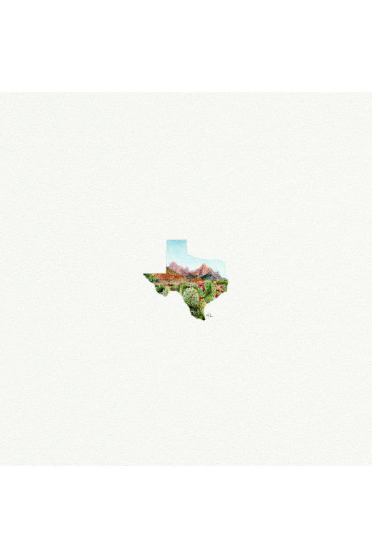 tiny watercolor print - texas cactus
