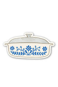 vintage blue floral casserole dish sticker