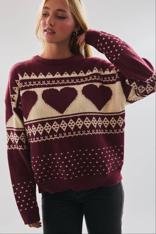 clara sweater - burgundy