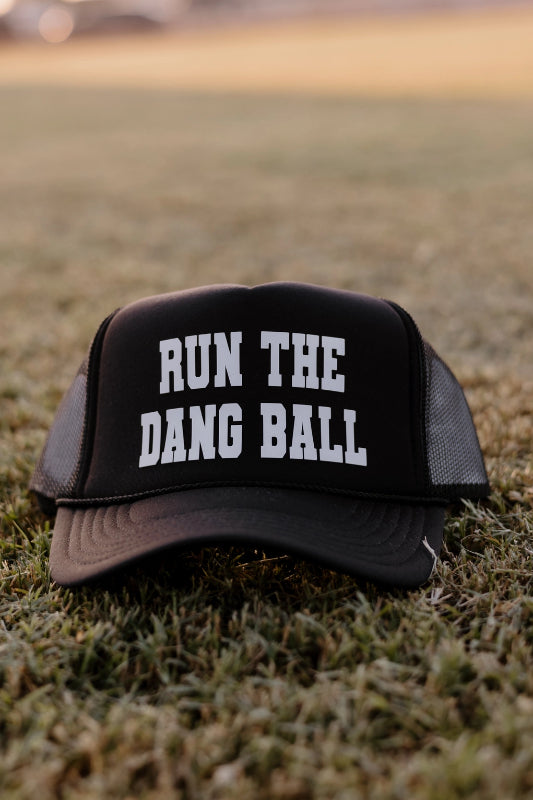 run the ball trucker hat