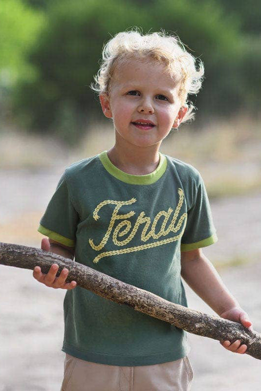kid's feral vintage ringer - forest
