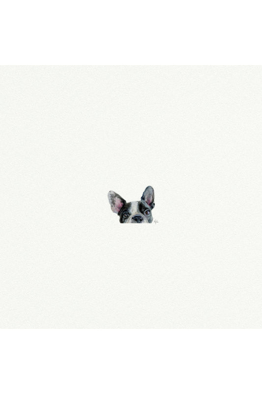 tiny watercolor print - peeking frenchie