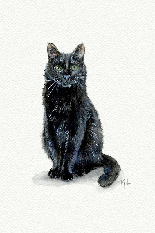 tiny watercolor print - black cat