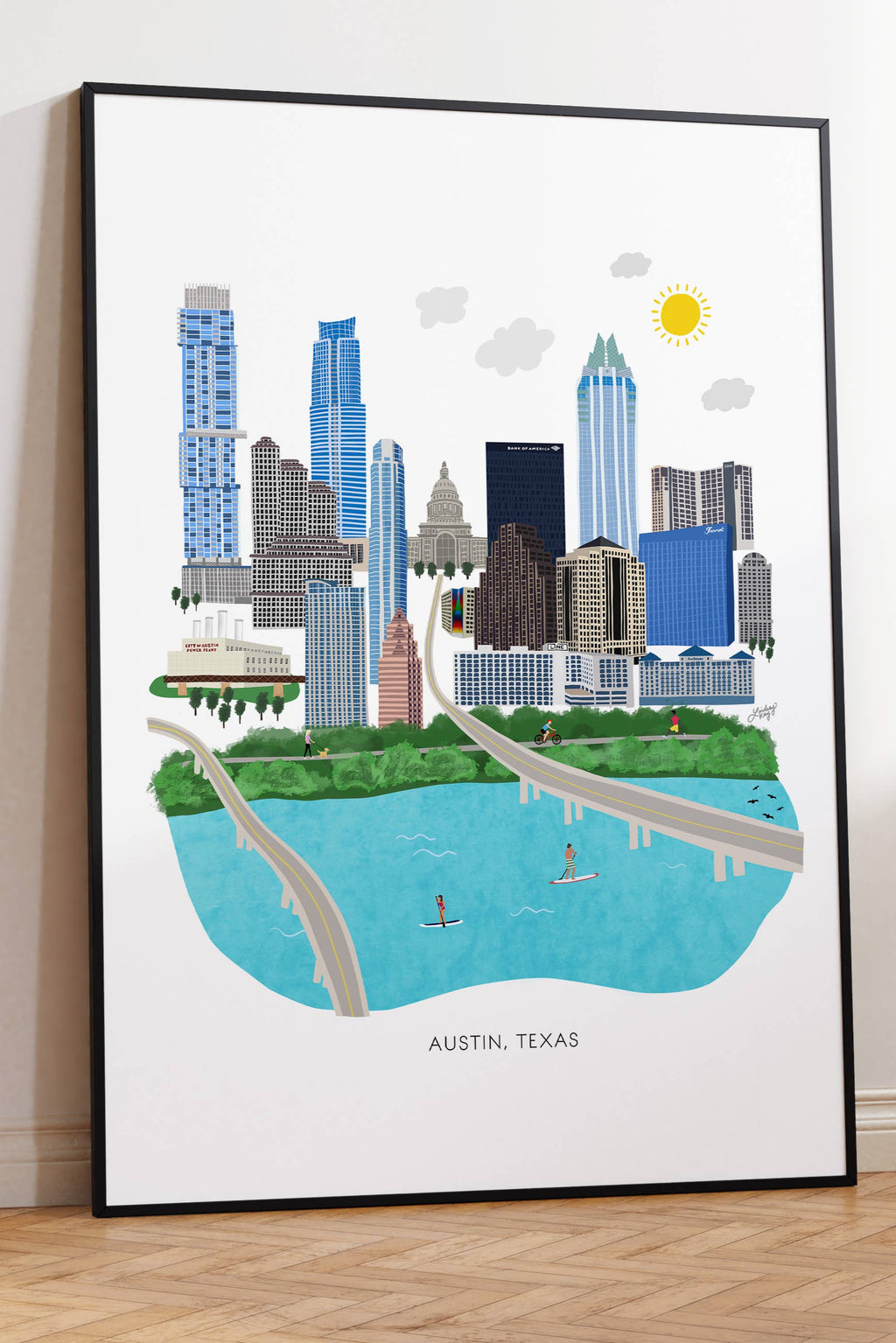 austin skyline illustration - art print