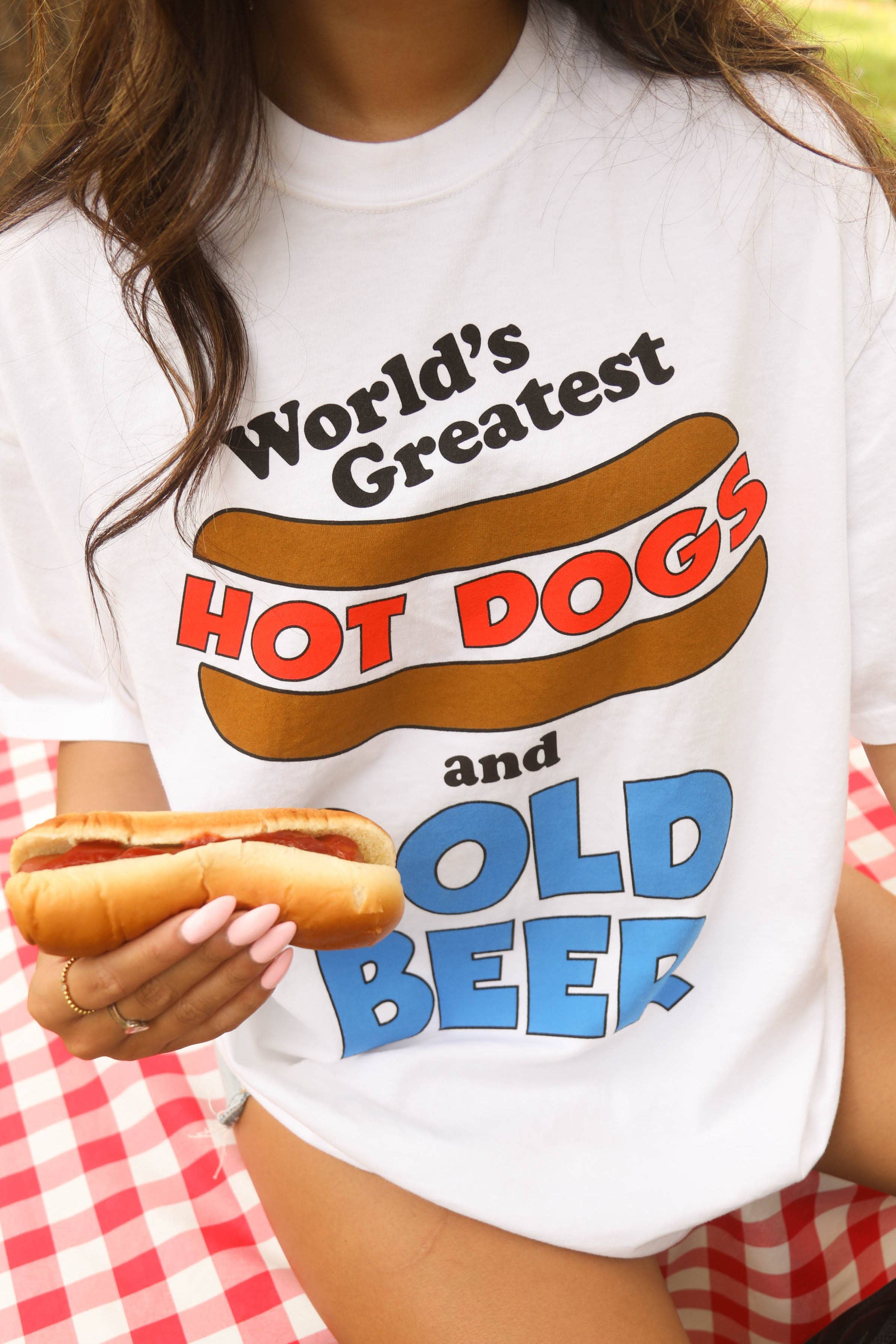 hot dogs and cold beer tee - white (FINAL SALE)