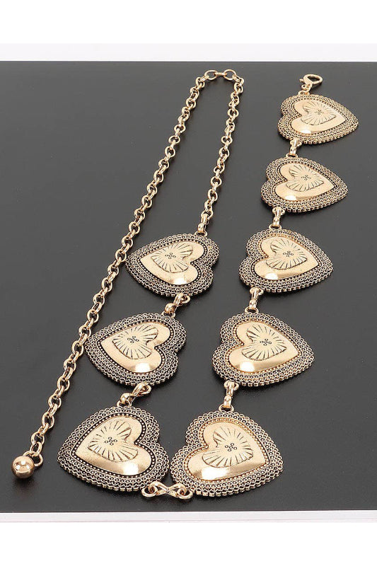 chain of hearts belt  - gold