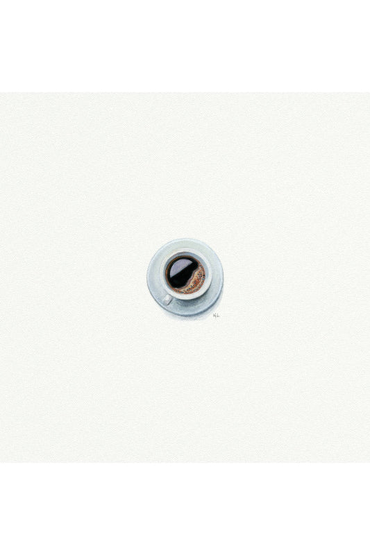 tiny watercolor print - cup of coffee with saucer